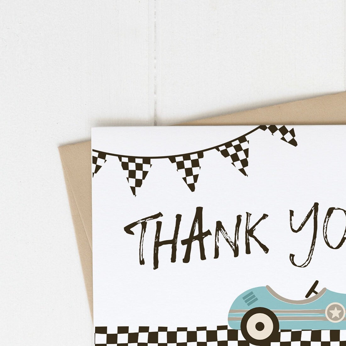Thank You Racers Race Car Thank You Card Template | Editable TWO Fast 2nd Birthday Party ...