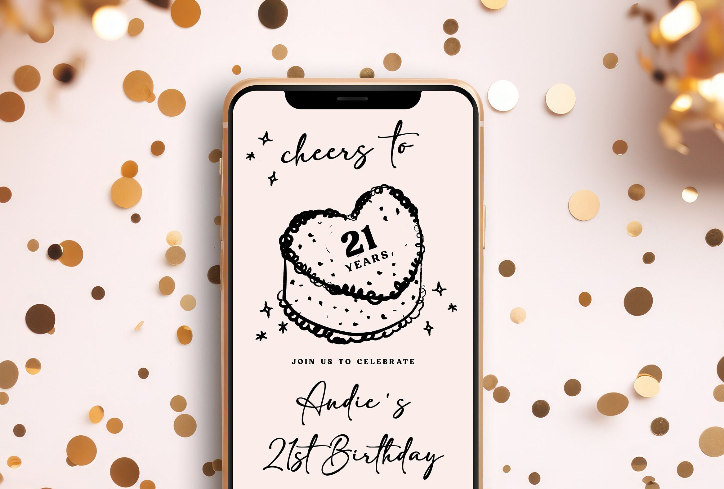21st Birthday Text Invitation Template | Editable Cheers to 21 Years ...