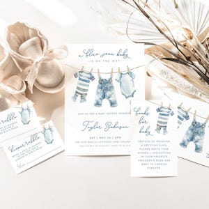 Blue Jean Baby Shower Bundle Templates | Editable Boy Denim A Blue Jean Baby is on the Way Baby Shower Package Set S803