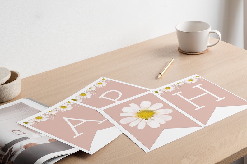 Daisy Birthday Banner Template | Pink Printable Daisy Happy Birthday ...