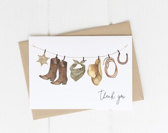 Cowboy Thank You card Printable Editable Template | Green My 1st Rodeo Birthday Wild Western Baby Shower Thank You Baby Sprinkle S262