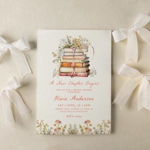 A New Chapter Bridal Shower Invitation Template - Editable Her Next Chapter Begins Wedding Shower Invite - DIY Book Invitation S776