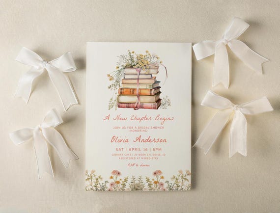 A New Chapter Bridal Shower Invitation Template - Editable Her Next Chapter Begins Wedding Shower Invite - DIY Book Invitation S776