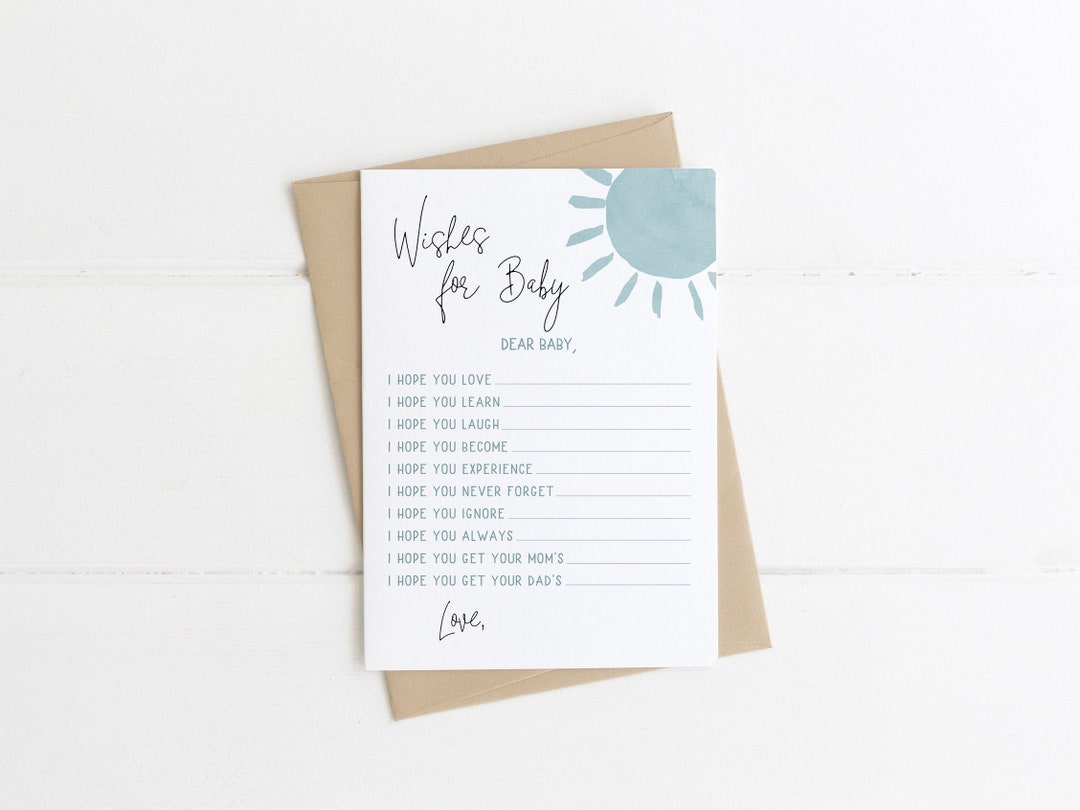 Sunshine Wishes for Baby Shower Template Printable Game, Sun Boy Baby ...