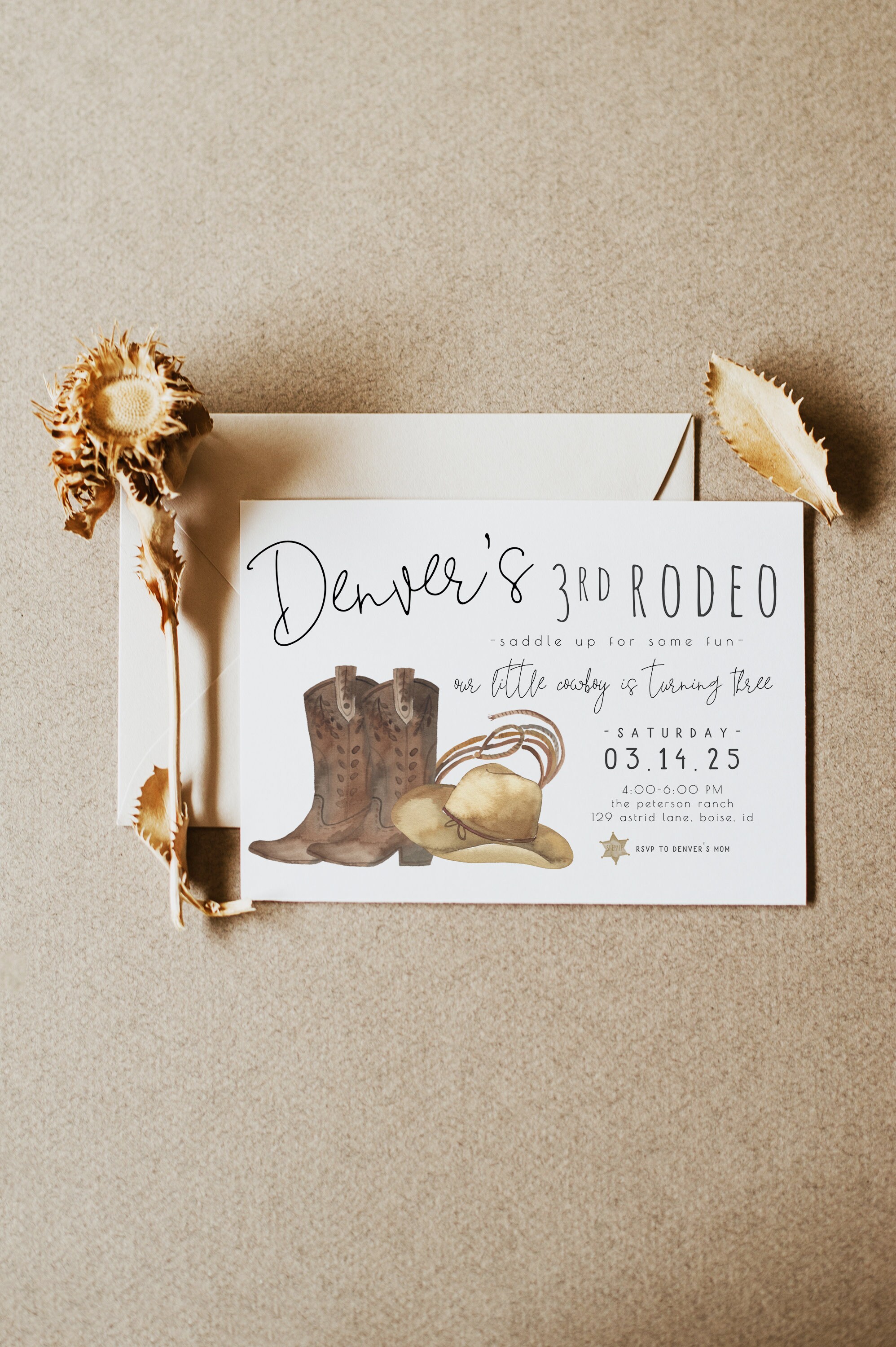 3rd Rodeo Birthday Bundle Editable Templates | Cowboy Invitation ...