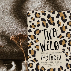 Two Wild Girl 2nd Birthday Invitation | Leopard Birthday Invitation Editable Template | Second Bday Invite Safari Animal Invite S298 image 10
