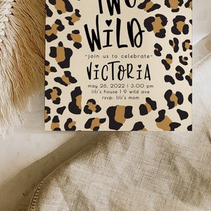 Two Wild Girl 2nd Birthday Invitation | Leopard Birthday Invitation Editable Template | Second Bday Invite Safari Animal Invite S298 image 8