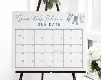 Blue Jean Baby Shower Due Date Game Editable Template | DIY Denim A Blue Jean Baby is on the Way Baby Shower Guess Baby's Due Date Game S803