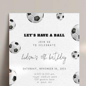 Soccer Birthday Invitation Template | Editable Soccer Bday Party ...