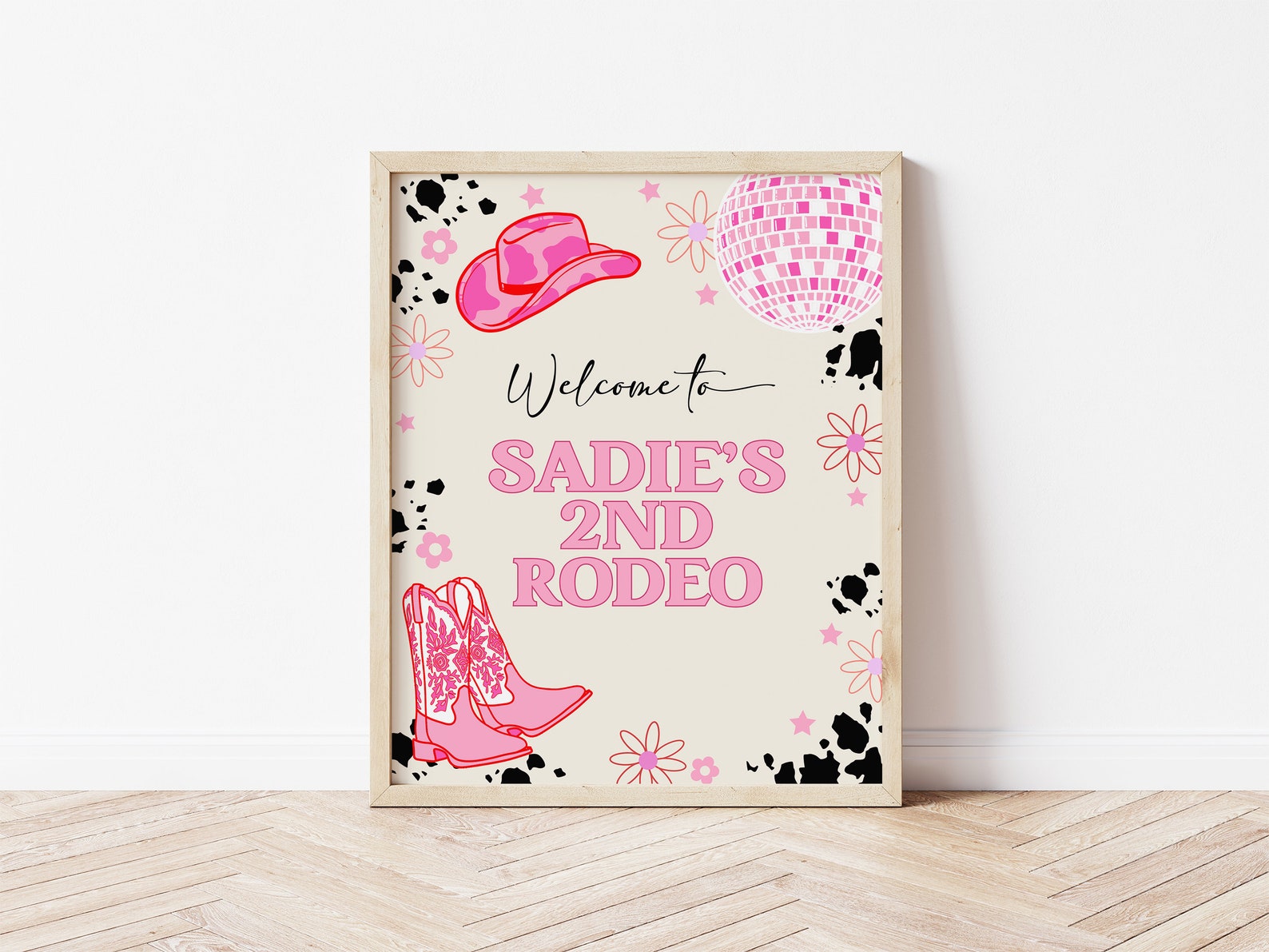 My Second Rodeo Sticker 2nd Rodeo Birthday Welcome Sign | Editable Disco Cowgirl Second ...