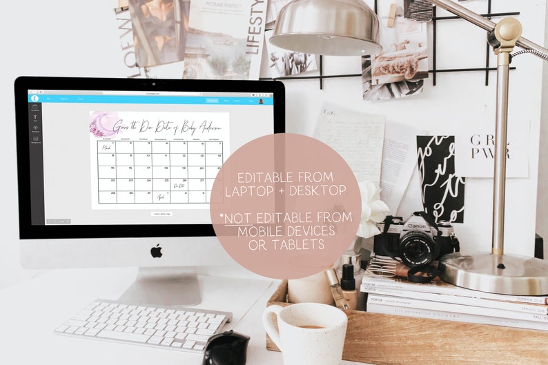 Guess Baby/'s Due Date Calendar Baby Shower Sign Editable Template Instant Download Girl Over the Moon Purple Baby Shower Game