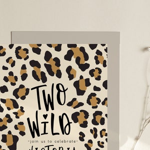Two Wild Girl 2nd Birthday Invitation | Leopard Birthday Invitation Editable Template | Second Bday Invite Safari Animal Invite S298 image 4