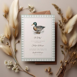 Duck Baby Shower Invitation Template | Editable Boy Little Duckling Baby Shower Printable Invite S698