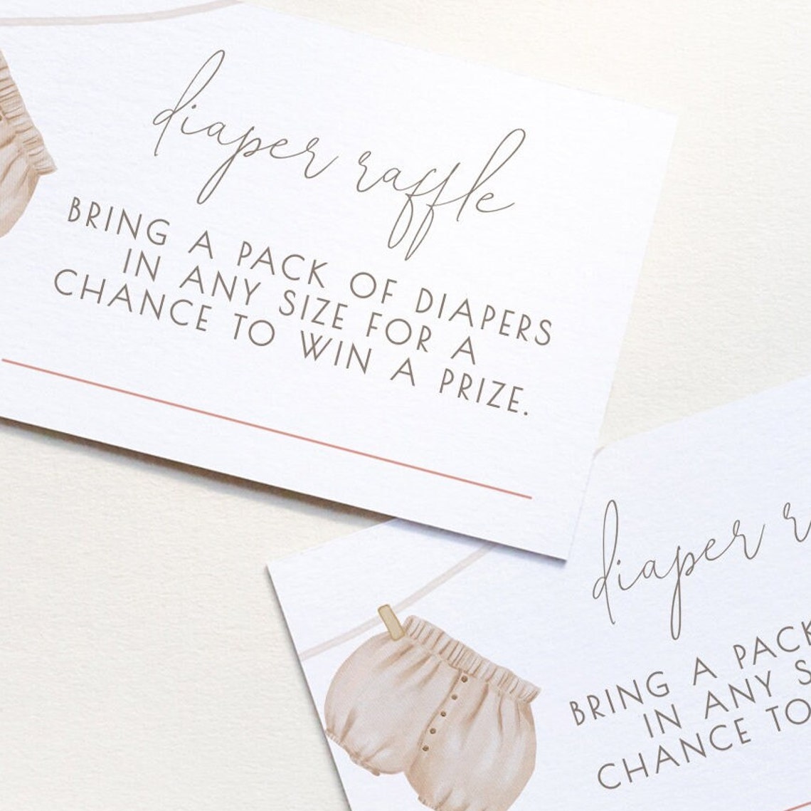 Clothesline Diaper Raffle Ticket Girl Baby Shower Printable - Etsy