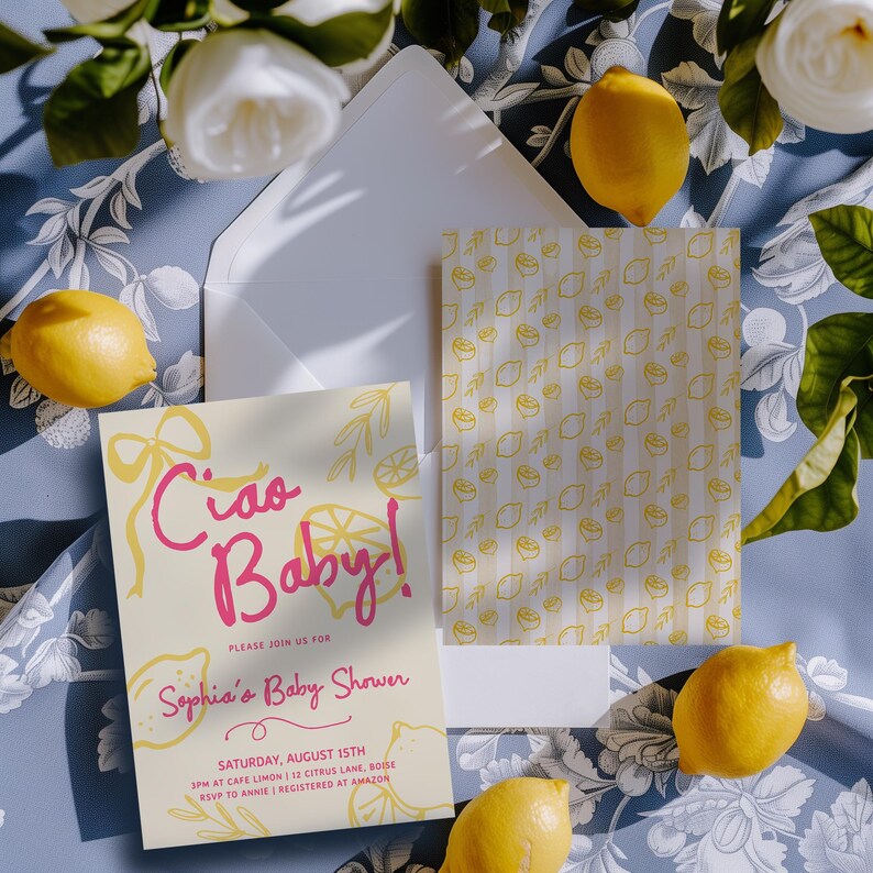 Ciao Baby shower invitation template for girl
