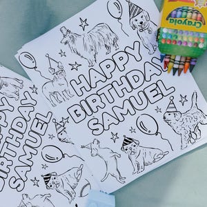 Dog Coloring Sheet Template | Editable Printable Let-s Paw-ty Birthday Activity Page & Decor | Come Sit Stay Coloring Sheet S888