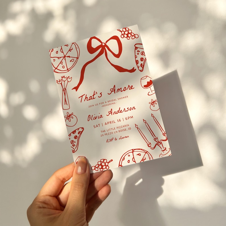 editable that's amore bridal shower invitation template