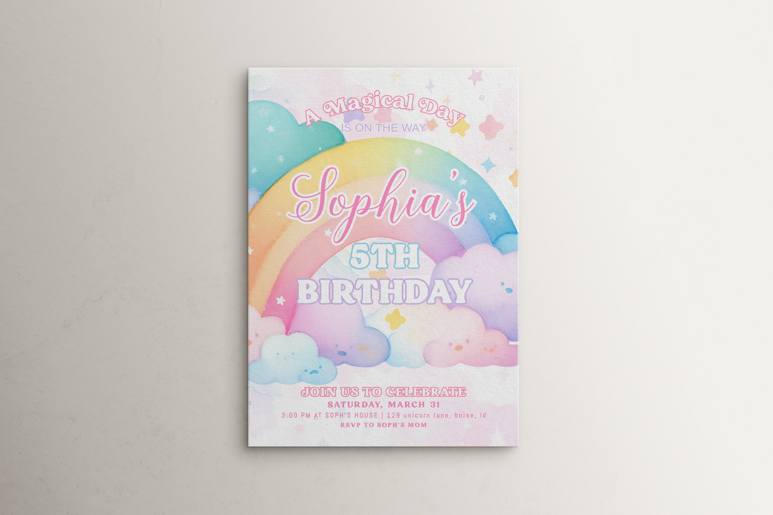 Editable Rainbow Birthday Invitation Template Magical Day Rainbow editable-rainbow-birthday-invitation-template-magical-day-rainbow