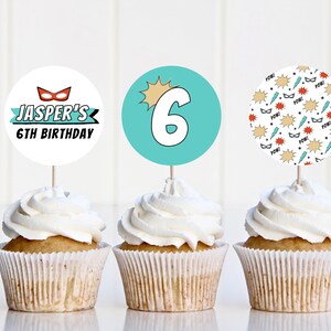 Superhero Cupcake Toppers Editable Template | Printable Hero Cupcake ...
