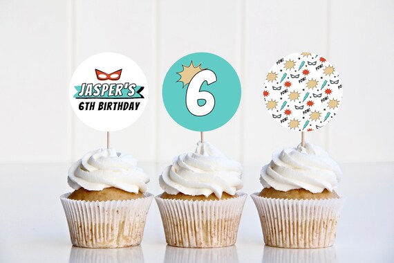 Superhero Cupcake Toppers Editable Template Printable Hero - Etsy