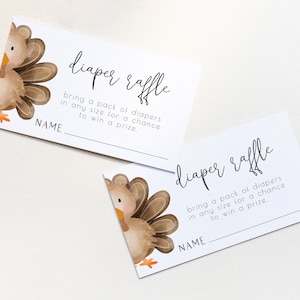 Turkey Diaper Raffle Ticket Editable Template | Thanksgiving Fall Boy Little Turkey Baby Shower Printable Ticket S337