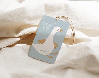 One Silly Goose Favor Tag Template | Editable Goose Boy 1st Birthday Printable Thank You Gift Tag | Goose First Birthday S826