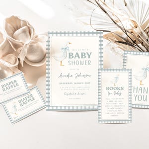 Goose Baby Shower Bundle for Boy | Editable Little Goose Blue Printable Templates | Silly Goose is on the Way S744