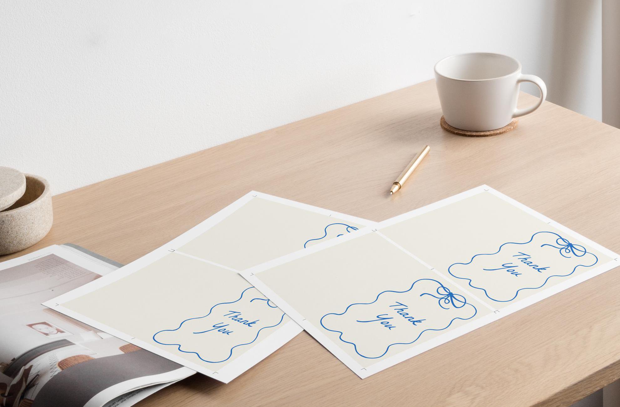 Oh Boy Thank You Card Template | Baby Shower Editable Hand Drawn Blue ...
