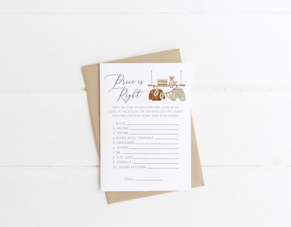 Price is Right Baby Shower Printable Game Template Gender | Etsy