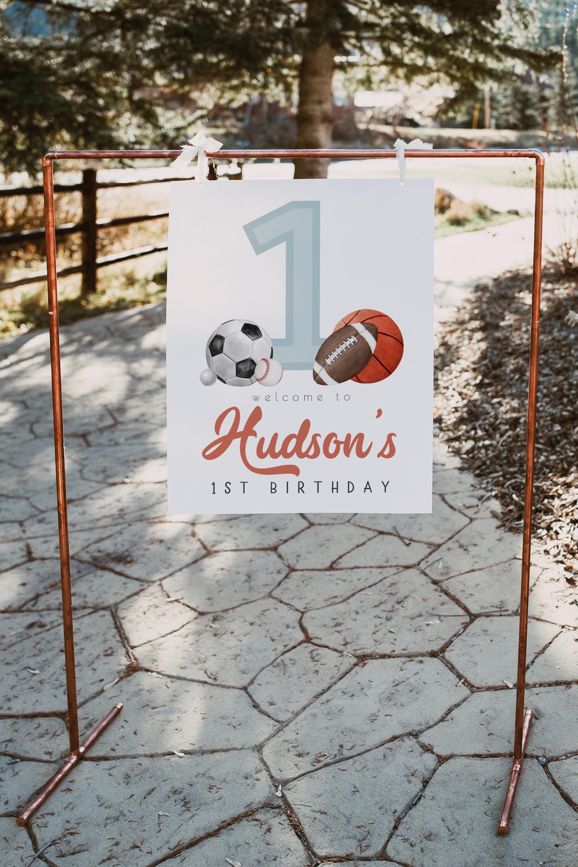 Rookie Year Welcome Sign Template | Editable Sports 1st Birthday Decor | Let's Have a Ball All Star Printable Sign S628
