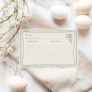 Modèle de carte de recette pour une douche nuptiale fraîchement sortie du marché | Carte de recette modifiable dessinée à la main imprimable S848