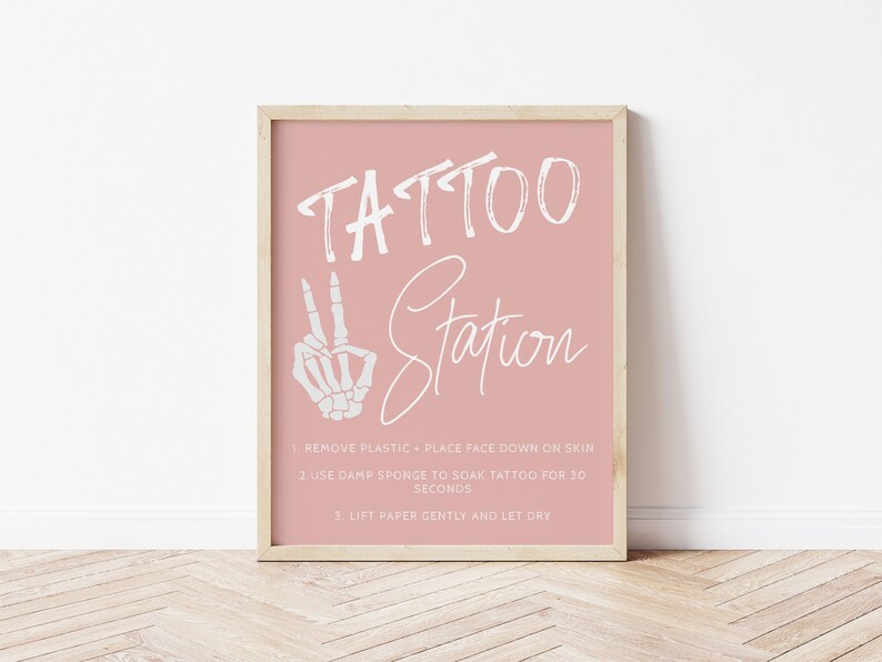 editable tattoo station sign template for bad two the bone girl 2nd birthday party
