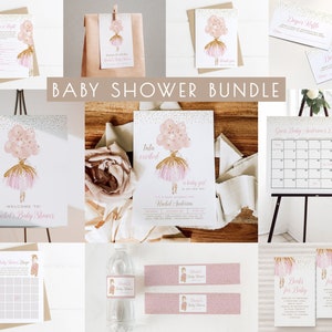 Ballerina Baby Shower Bundle Editable Templates | Tutu Excited Baby Shower Invite Games & Decor Dance Ballet Package S225