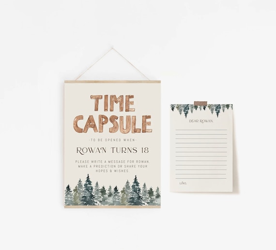 One Happy Camper Time Capsule Birthday Template | Editable One Happy Camper 1st Birthday Time Capsule Game | Rustic First Birthday S391