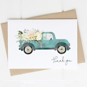 Floral Truck Thank You Card Template Printable Boy Baby | Etsy