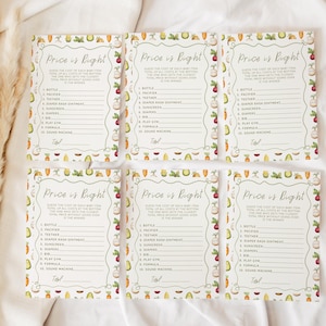 Little Sprout Price is Right Game Template | Jogo de chá de bebê para meninas editável A Little Sprout is On The Way S807