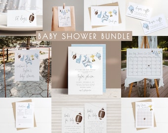 Football Baby Shower Bundle  | A Little All Star is on His Way Boy Baby Sprinkle Template Package Set S243