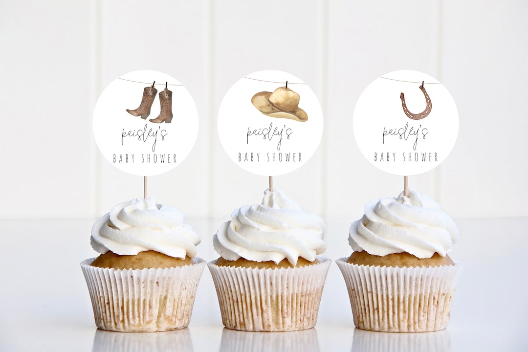 Cowboy Cupcake Topper Template | Western Rodeo Cupcake Decor Birthday ...