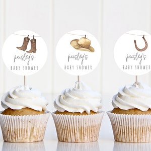 Cowboy Cupcake Topper Template | Western Rodeo Cupcake Decor Birthday Printable Editable S227 S228 S245 S253 S262