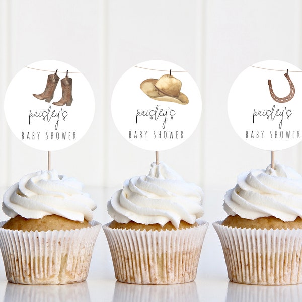 Cowboy Cupcake Topper Template | Western Rodeo Cupcake Decor Birthday Printable Editable S227 S228 S245 S253 S262