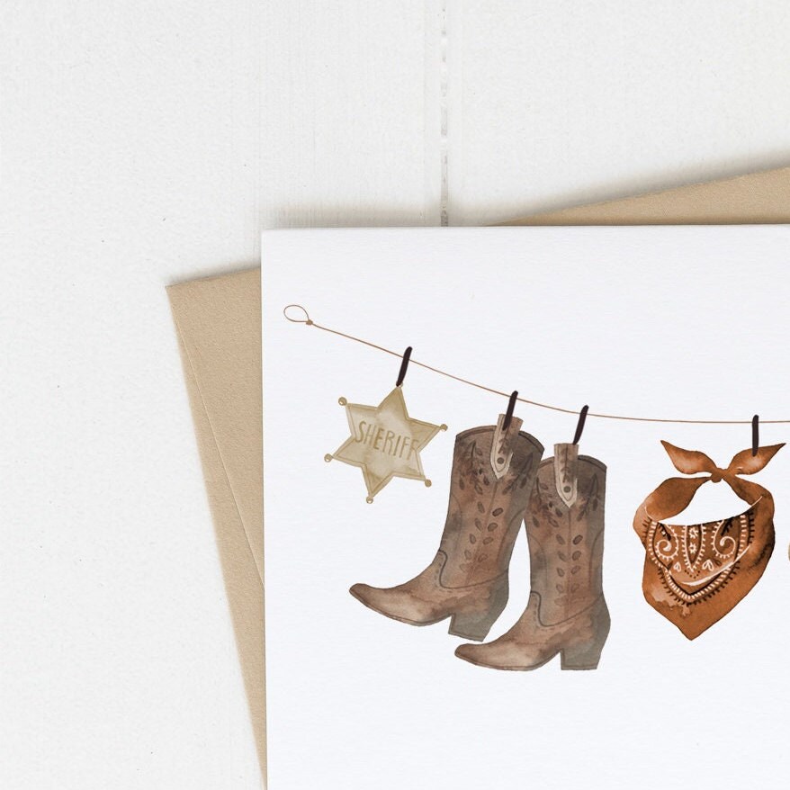 Cowboy Thank You Card Printable Editable Template Burnt - Etsy