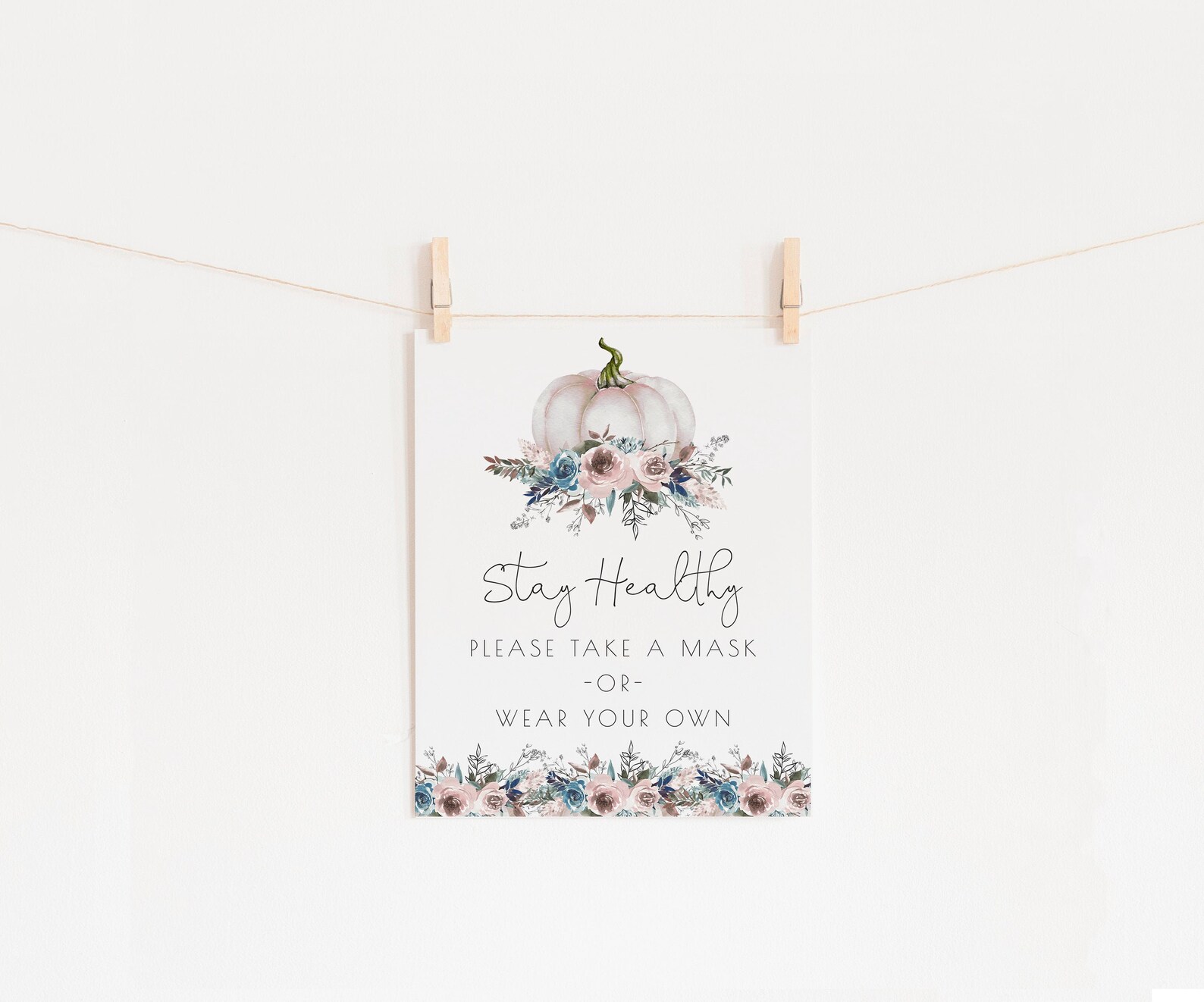 Wear a Mask Sign Little Pumpkin Baby Shower Take a Mask Etsy