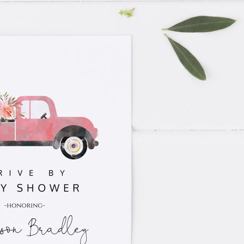 Drive By Girl Baby Shower Invitation Editable Honk and Wave Etsy