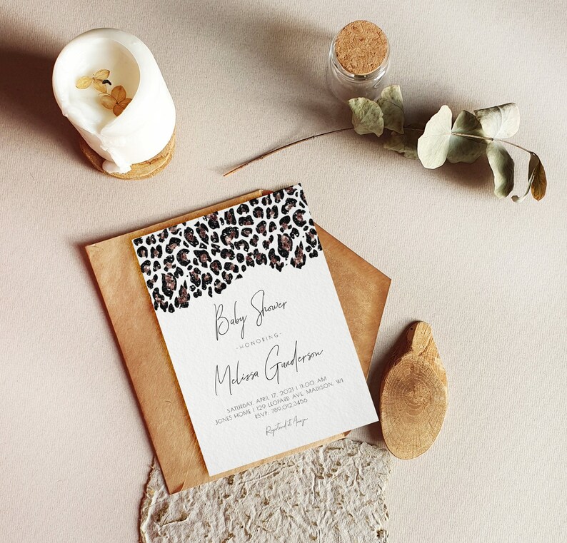 Leopard Print Baby Shower Invitation Animal Print Editable - Etsy