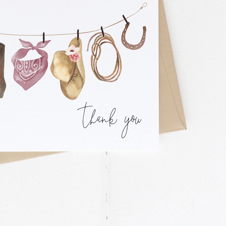 1st Rodeo Thank You Card Printable Editable Template Cowgirl - Etsy