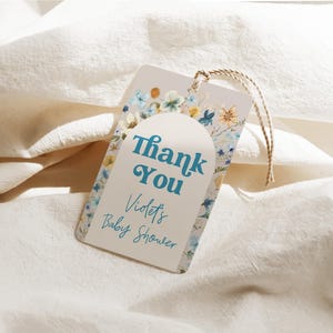 Baby in Bloom Favor Tag Template | Editable Boy Wildflower Baby Shower Gift Tag | Wildflower Birthday S799