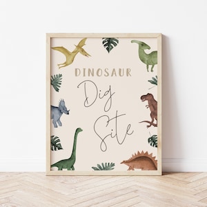 Dinosaur Dig Site Sign Editable Template | Dino Birthday Party Decorations S230