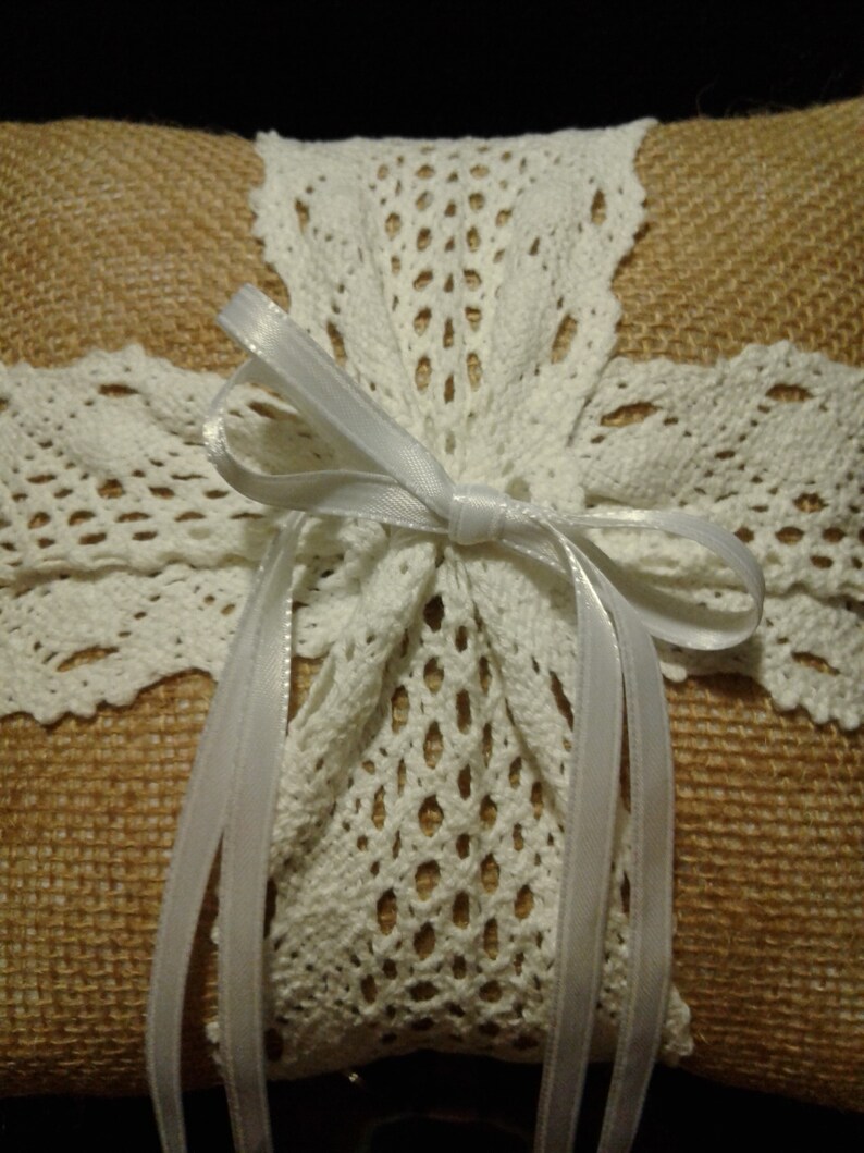 Ring Bearer Wedding Pillow with Burlap and lace