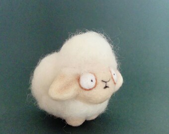 Fuzzy sheep handmade needle felted miniature soft sculpture figurine ideal gift art toy animal creature