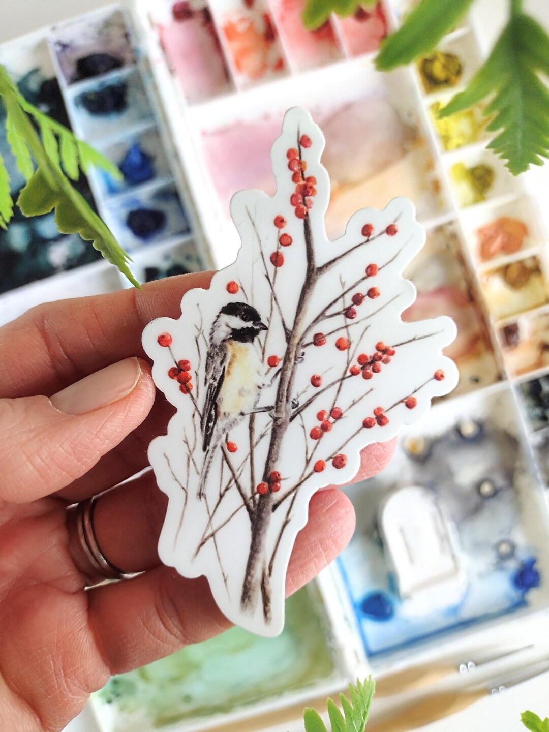 Watercolor Chickadee Sticker, Durable Vinyl Decal - Etsy